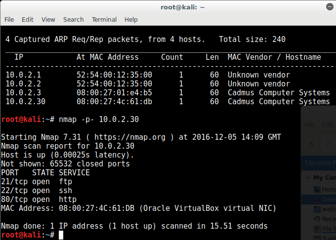 nmap finds ports 21, 22 and 80 open